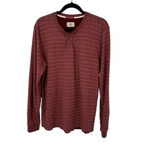 Marine Layer long sleeve top mens size large double knit henley red striped